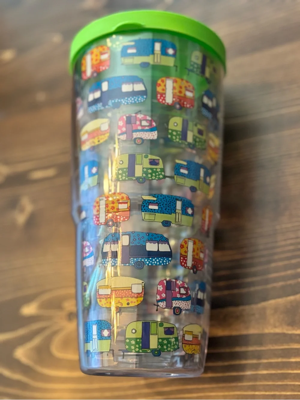 tervis Green Lid Tumbler with Multi-Color Camper Van Design